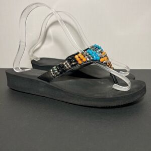 Womens Embellished T Strap Flip Flip Sandals / Size 9.5